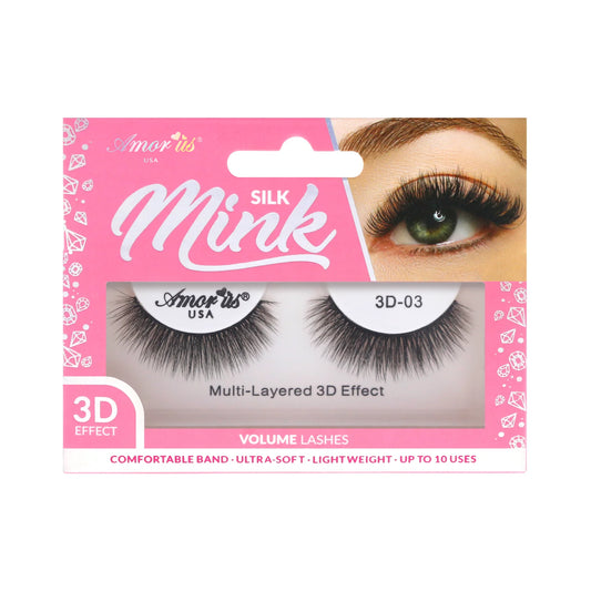 Pestañas de Banda Silk Mink 3D, Hasta 6 Usos - Estilo 03 - AmorUs ✦ Bajo pedido