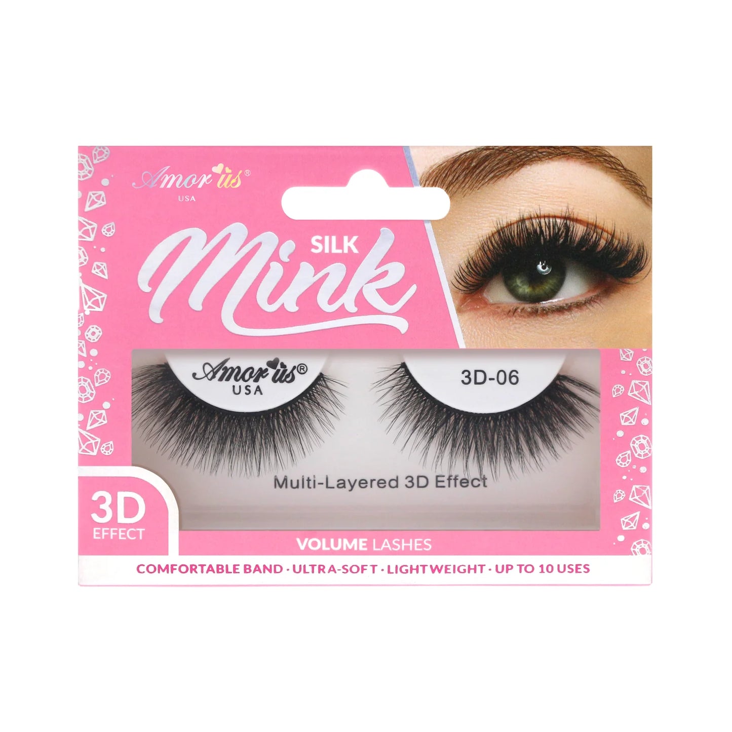 Pestañas de Banda Silk Mink 3D, Hasta 6 Usos - Estilo 06 - AmorUs ✦ Bajo pedido