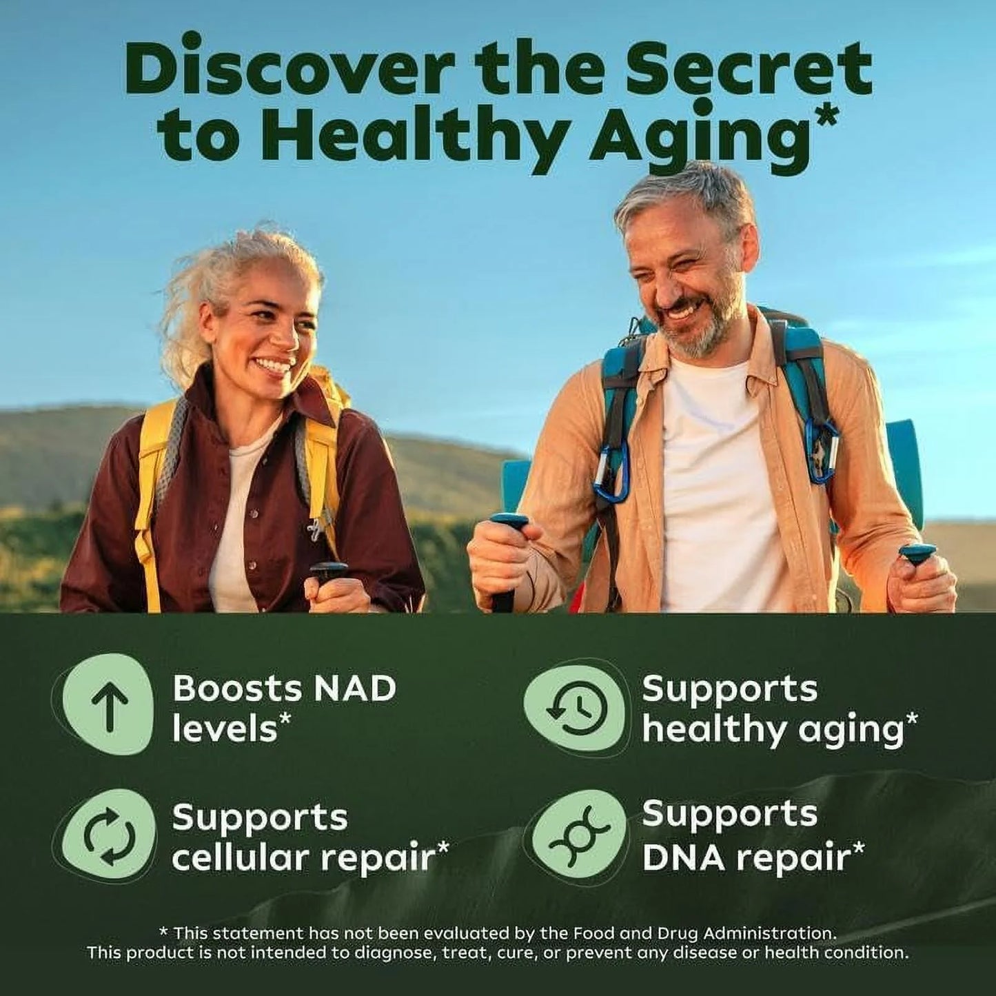 NAD+ Suplemento Antienvejecimiento, Energía y Enfoque - Cata Kor (anterior Reus Research) Fórmula Mejorada - 60caps