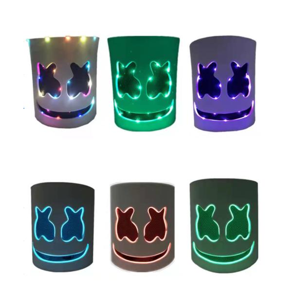 Máscara Plástica con Luz Adulto (Unitalla) - Marshmello ✦ Bajo pedido