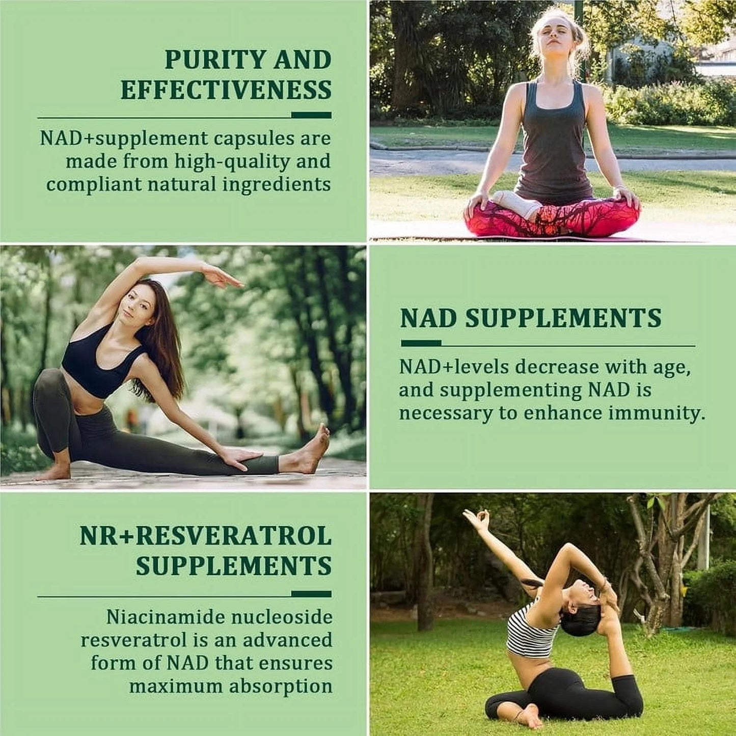 NAD+ Suplemento Antienvejecimiento, Energía y Enfoque - Reus Research (80caps)