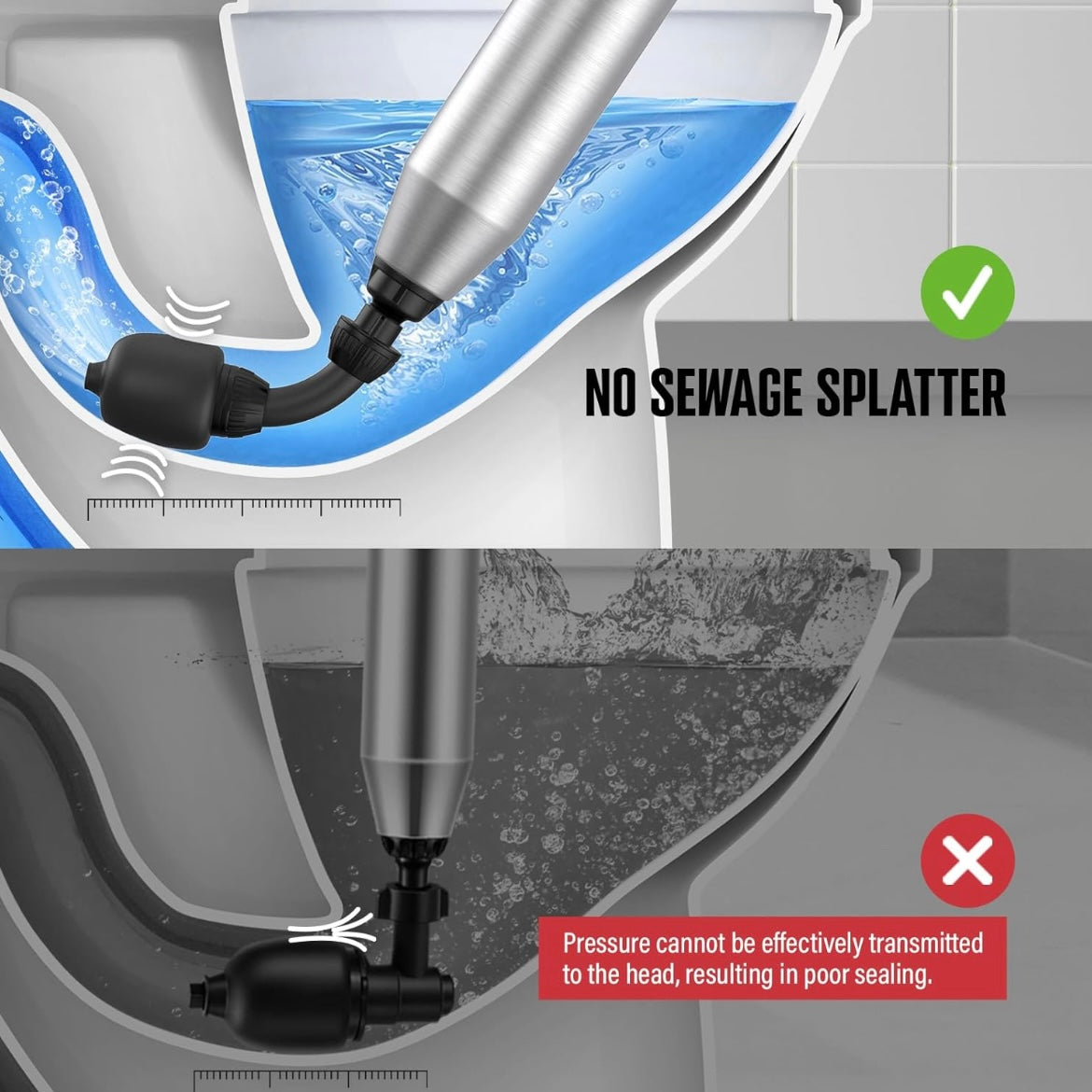 Desatorador Multiusos de Alta Presión POPULO para desataquear el baño, pisos, ducha, resistente, versátil, removedor de obstrucciones para el inodoro
