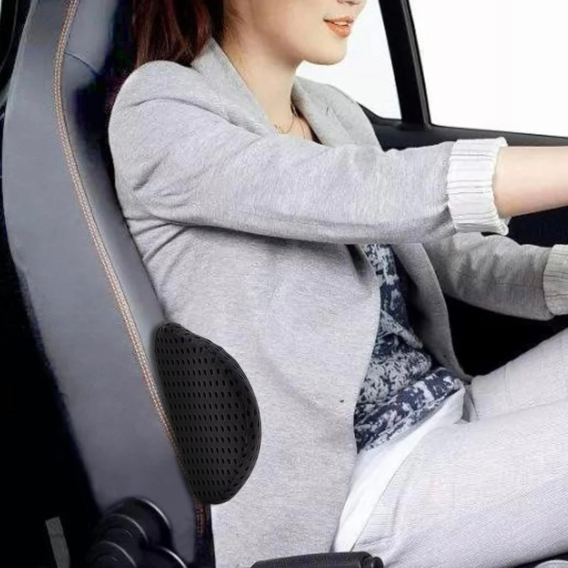 Almohada lumbar, almohada de apoyo lumbar para silla de oficina y asiento de automóvil, almohada de espuma viscoelástica para aliviar el dolor de espalda baja para descansar, conducir