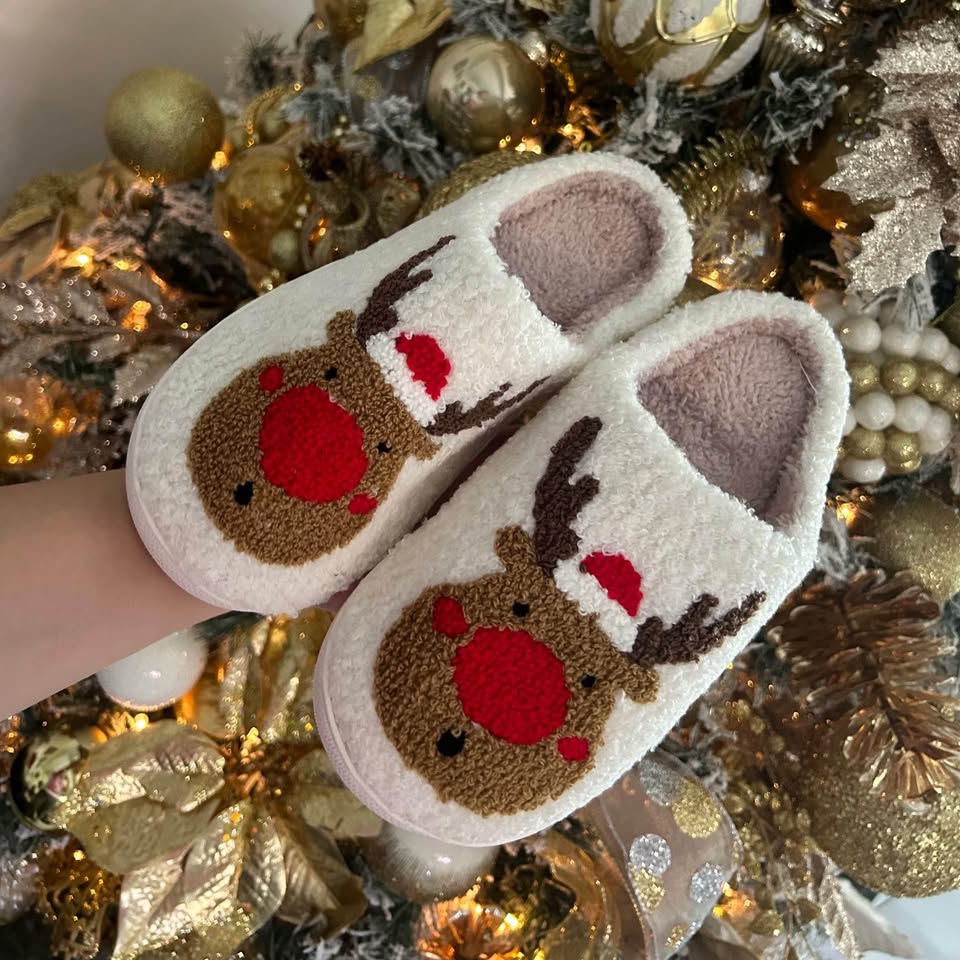 Pantuflas Antideslizantes Navideñas (36/37, 25cm) - Rudolph