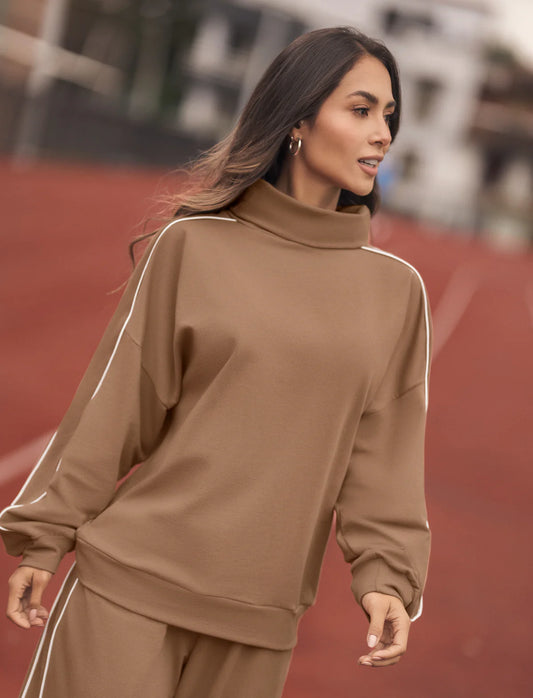 Buzo Deportivo con Bolsillos Laterales (Beige, Cocoa) ✦ Bajo pedido