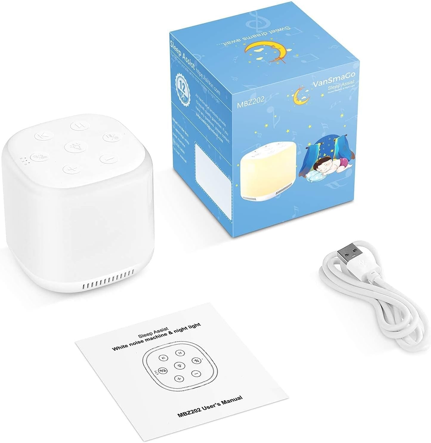 Lámpara de Apego con Sonidos de Ruido Blanco y Luz MBZ202 - VanSmaGo