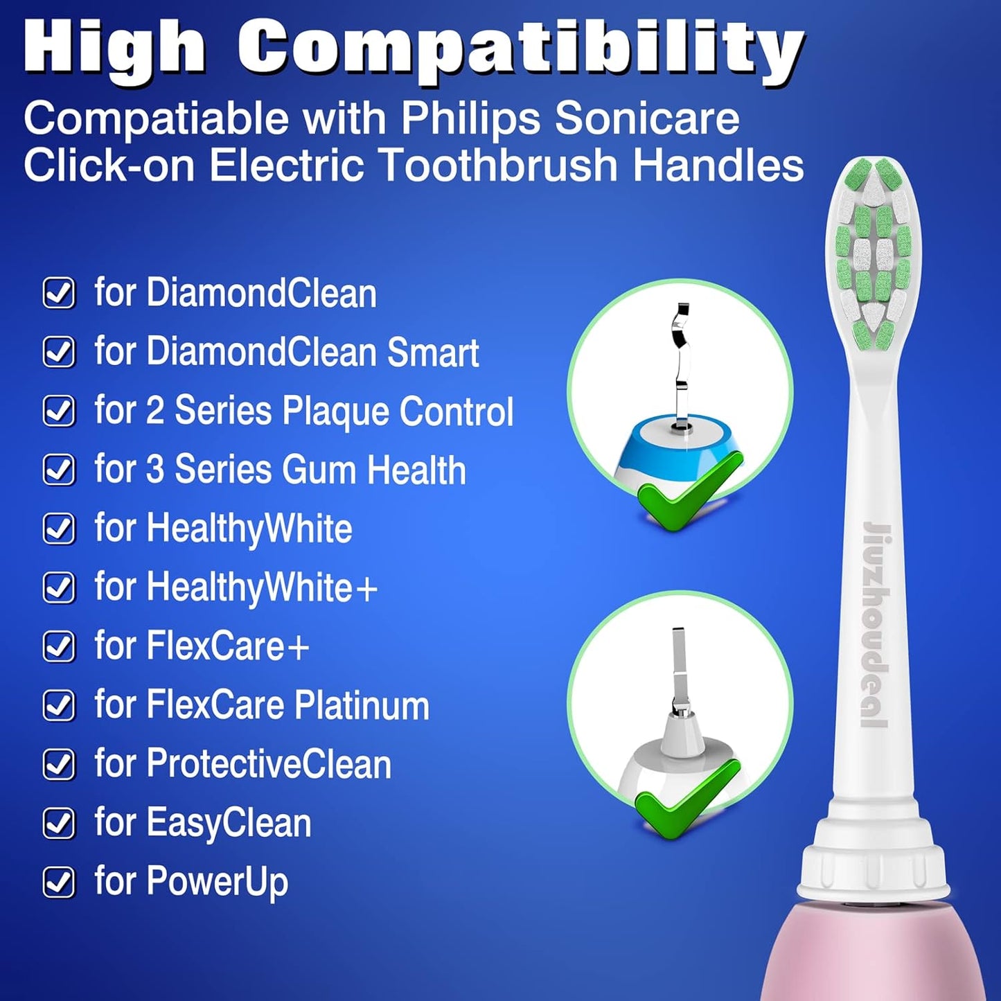 Set de 9 Cabezales de Cepillo Dental Eléctrico Jiuzhoudeal Compatibles con Philips Sonicare DiamondClean ProtectiveClean 4100 5100 6100 C2 G2 (Blanco)