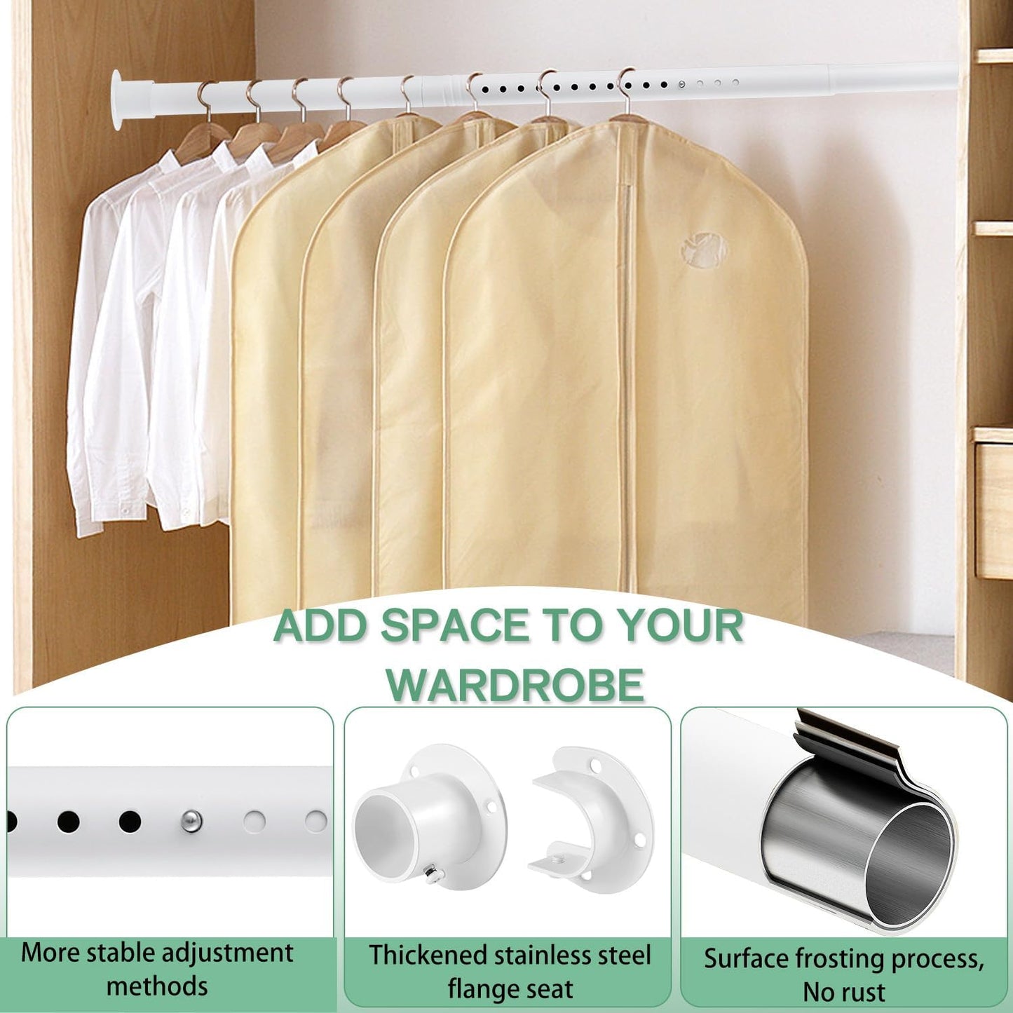 Barra para Colgar Ajustable Multiusos (Blanco)