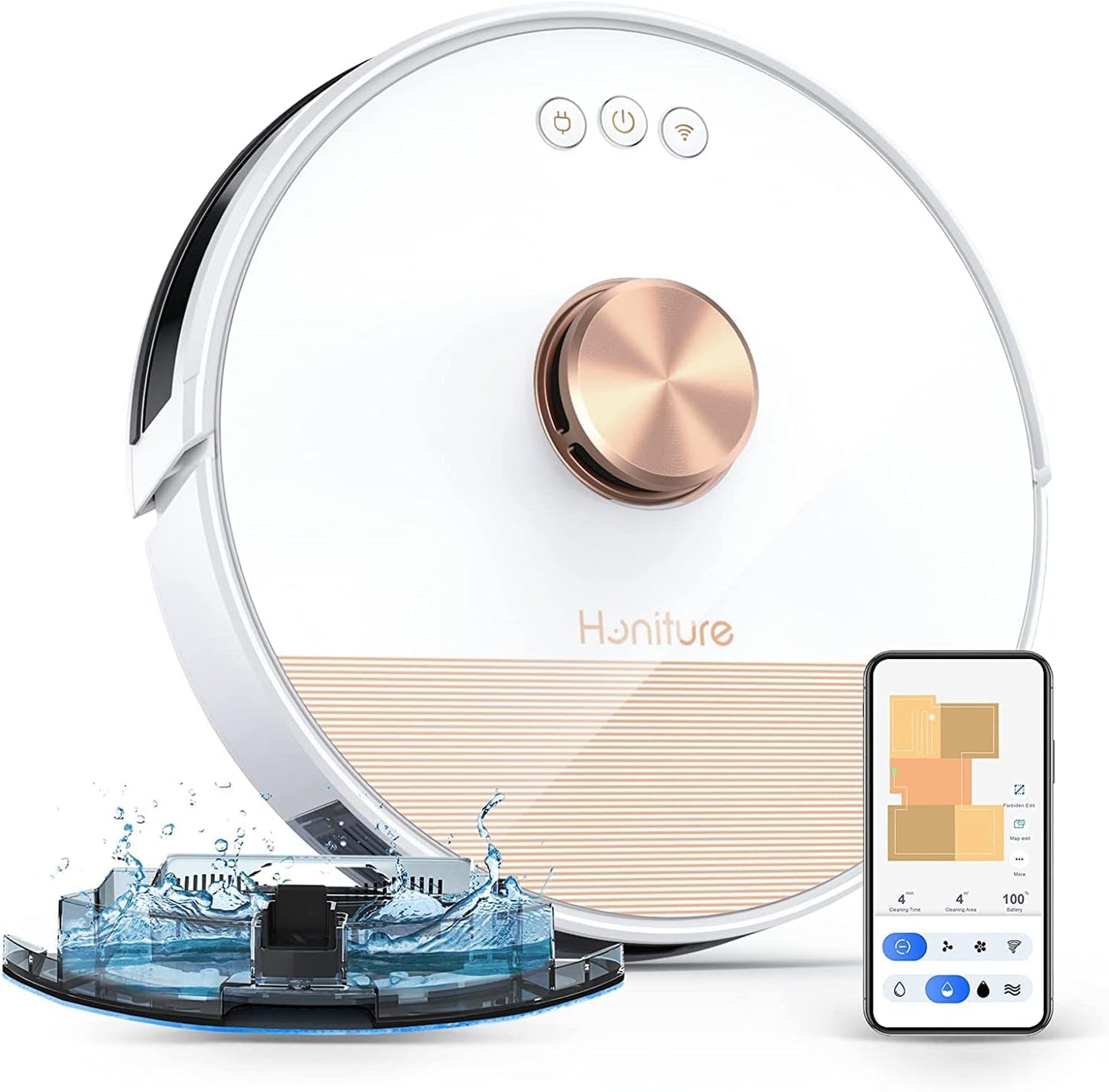 *RIFA Robot Aspirador Inteligente Q6 Lite con Navegación Láser – Edición Limitada (Blanco/Oro Rosa)