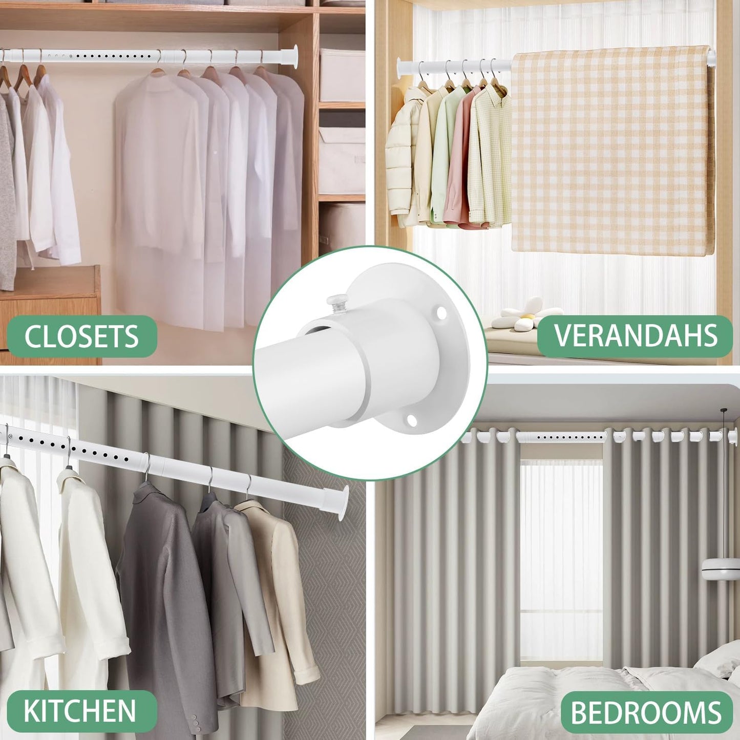 Barra para Colgar Ajustable Multiusos (Blanco)