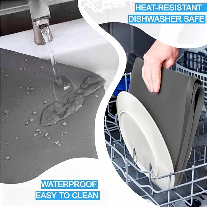 Set de 2 Almohadillas de Silicona Multiusos, Antideslizantes, Impermeables y Resistentes al Calor (Gris)