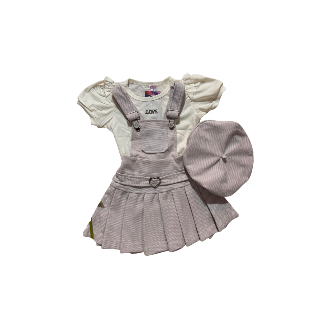 Set de 2 piezas - Set Infantil para Niña con Overol, Blusa y Boina | Conjunto Casual (2 colores) ✦ Bajo pedido