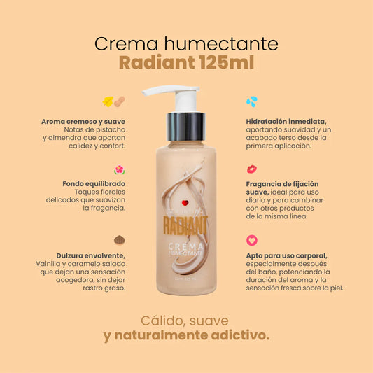 Crema Humectante Feromonas Vainilla y Caramelo - Radiant (125ml) ✦ Bajo pedido