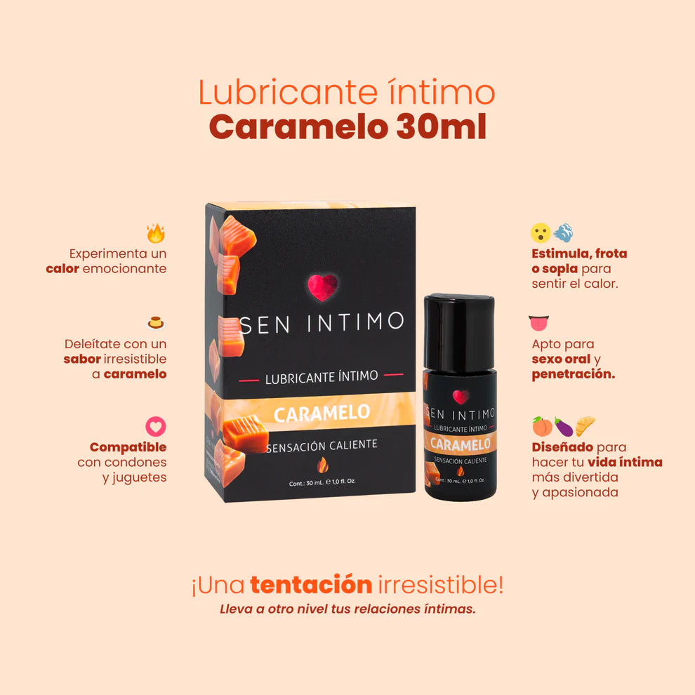 Lubricante Caliente Saborizado, Caramelo - Sen Íntimo (30ml) ✦ Bajo pedido