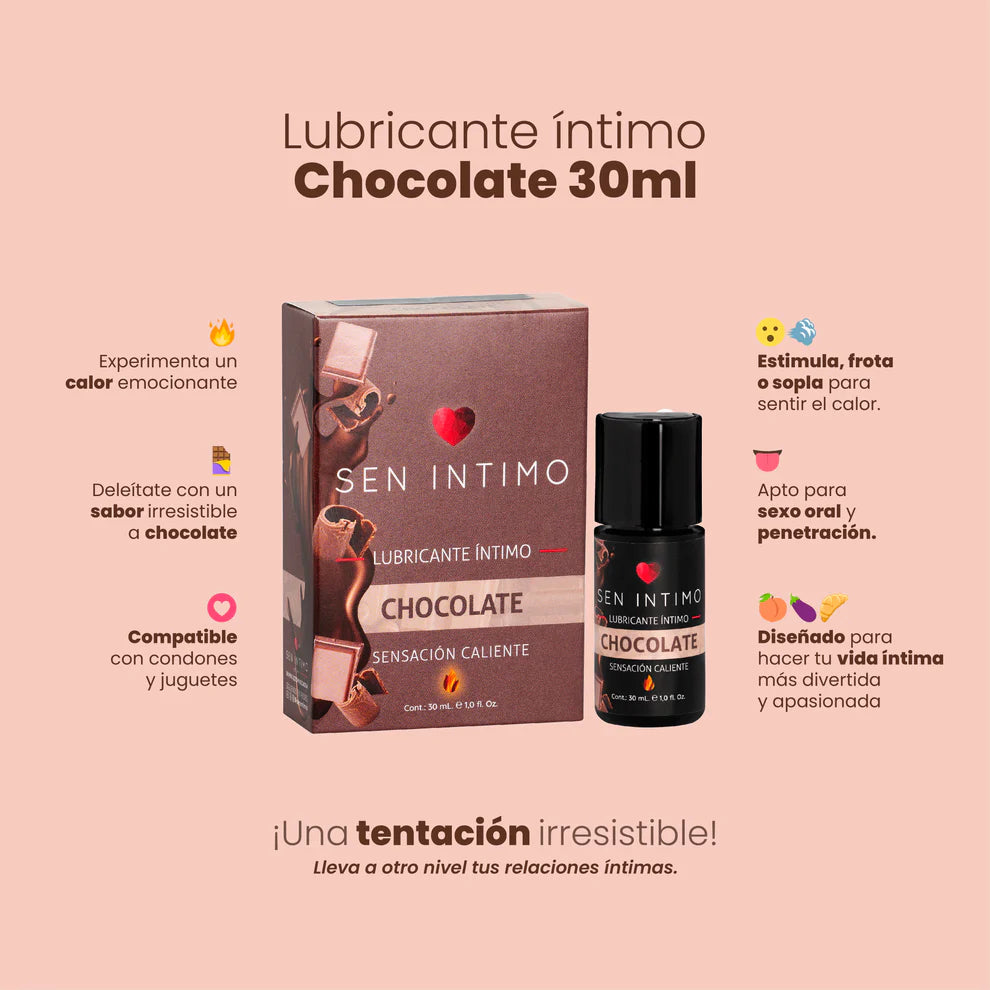 Lubricante Caliente Saborizado, Chocolate - Sen Íntimo (30ml) ✦ Bajo pedido