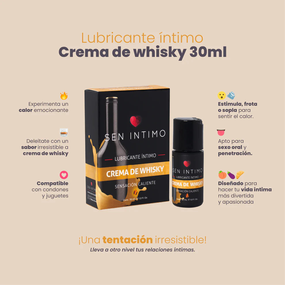 Lubricante Caliente Saborizado, Crema de Whisky - Sen Íntimo (30ml) ✦ Bajo pedido