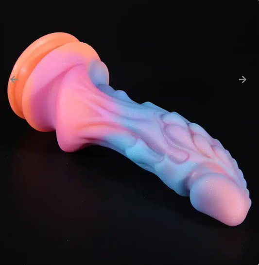 Dildo Inserción 18cm Dragón Fluorescente con Copa Succión ✦ Bajo pedido