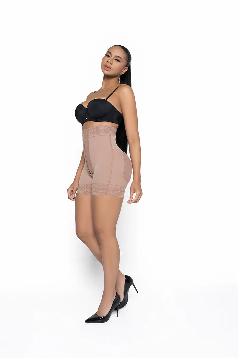 Short Levanta Cola Talle Alto 4 Broches 024656 Push-Up (Beige, Cocoa) ✦ Bajo pedido