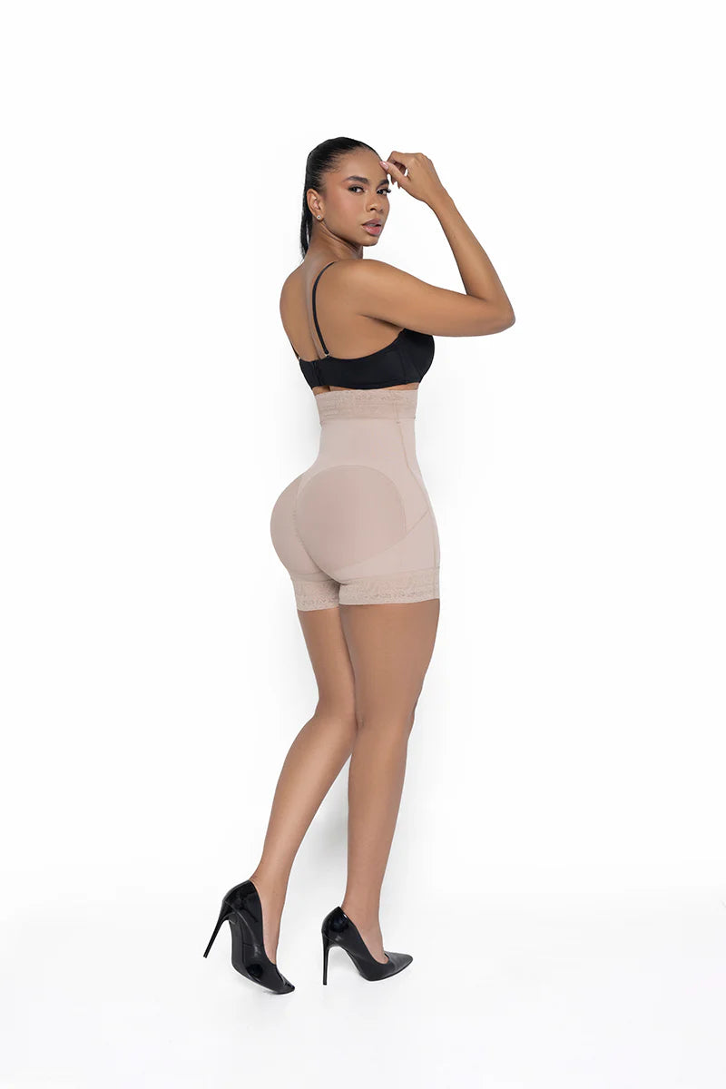 Short Levanta Cola Talle Alto 024650 Push-Up - Compresión Fuerte (Beige) ✦ Bajo pedido