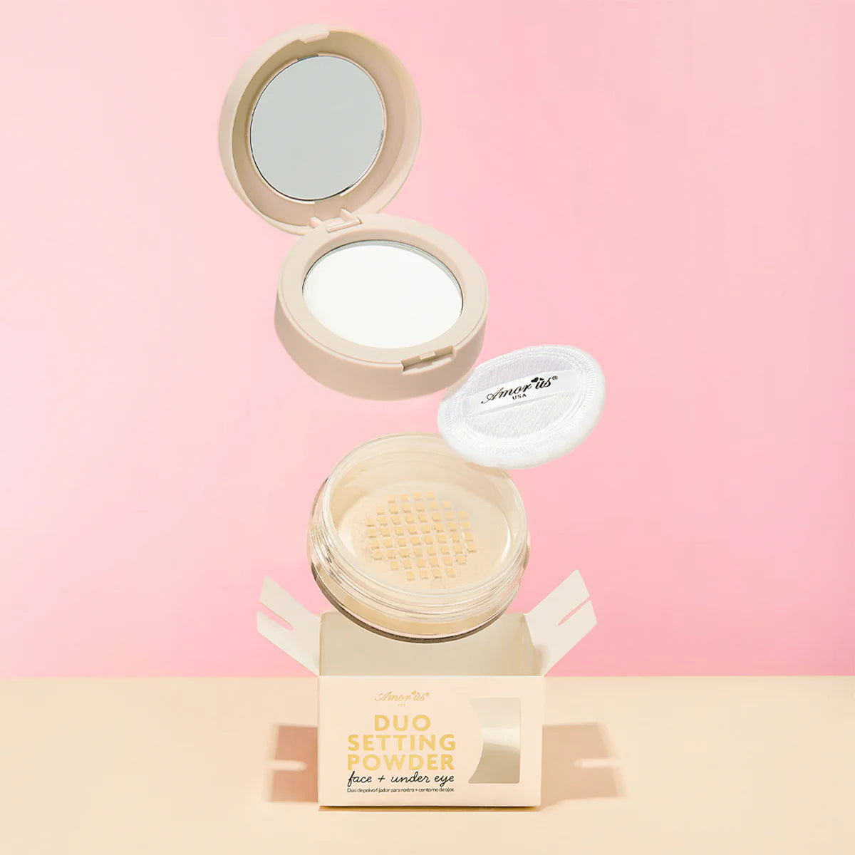 Duo Setting Powder – Set Polvo Compacto + Polvo Suelto Fijadores Matte Duo para Rostro y Ojos- AmorUs ✦ Bajo pedido
