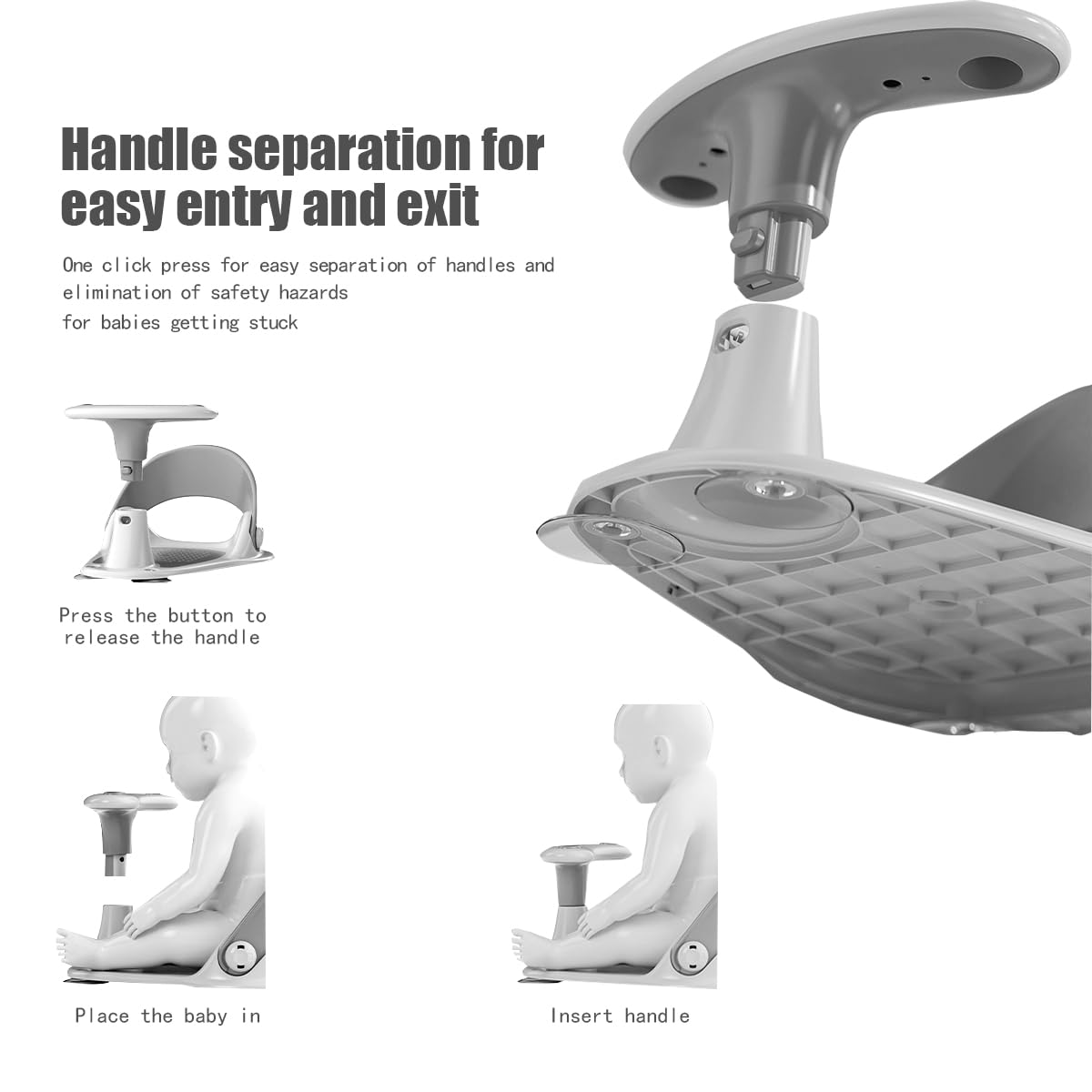 Asiento de baño para bebé con termómetro de agua, antideslizante, plegable