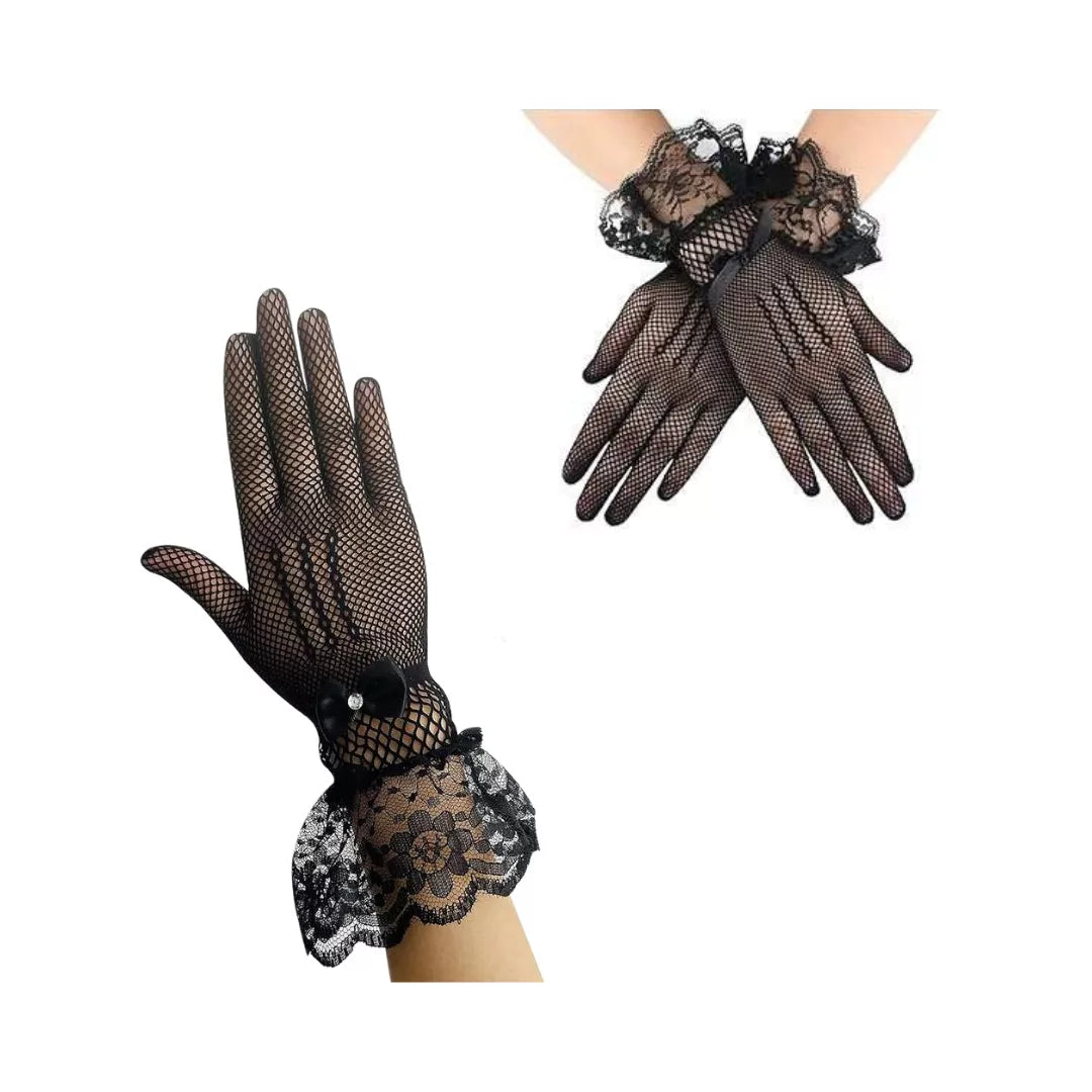 Guantes Calados Boleros - Blanco, Negro (Unitalla) ✦ Bajo pedido