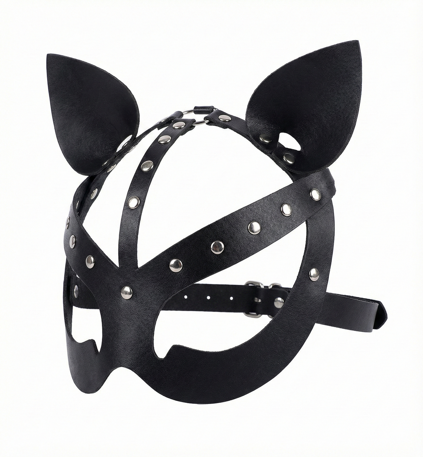 Antifaz BDSM Unitalla Ajustable Cuero Sintético (Negro, Rojo) ✦ Bajo pedido
