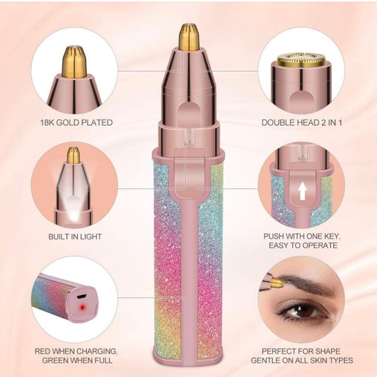 Máquina Afeitadora de Vello Facial 2 en 1 - BZ203B (Muticolor/Glitter)