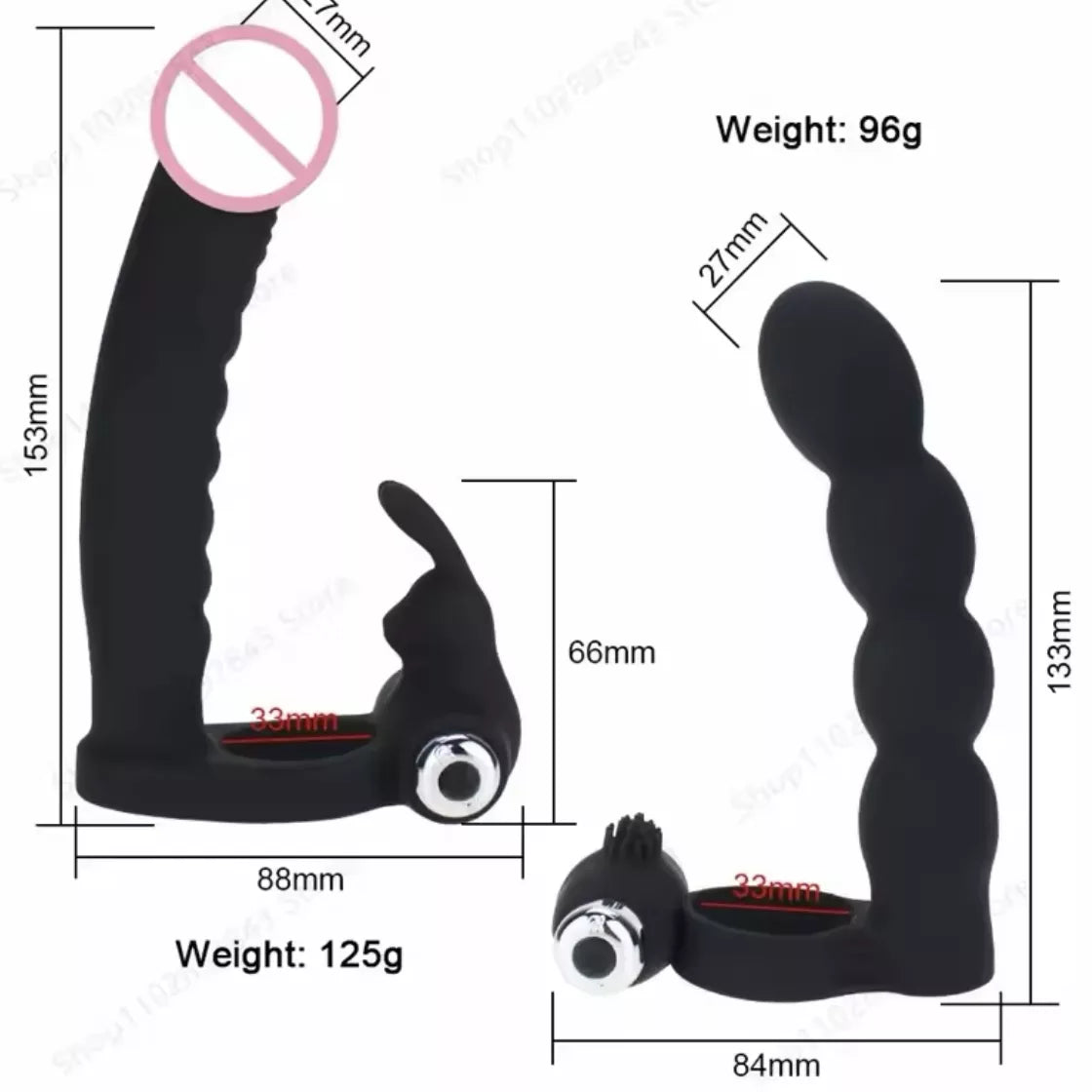 Dildo Inserción 15cm Anal Vibrador con Anillo y Estimulador de Clitoris - Bunny Double Delight ✦ Bajo pedido