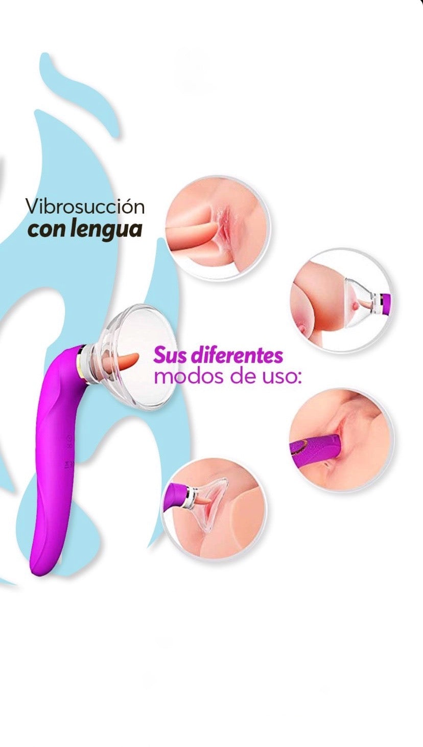 Vibrador Succionador con Lengua Multifunción 3 en 1 y Copa Intercambiable (2 Copas) ✦ Bajo pedido