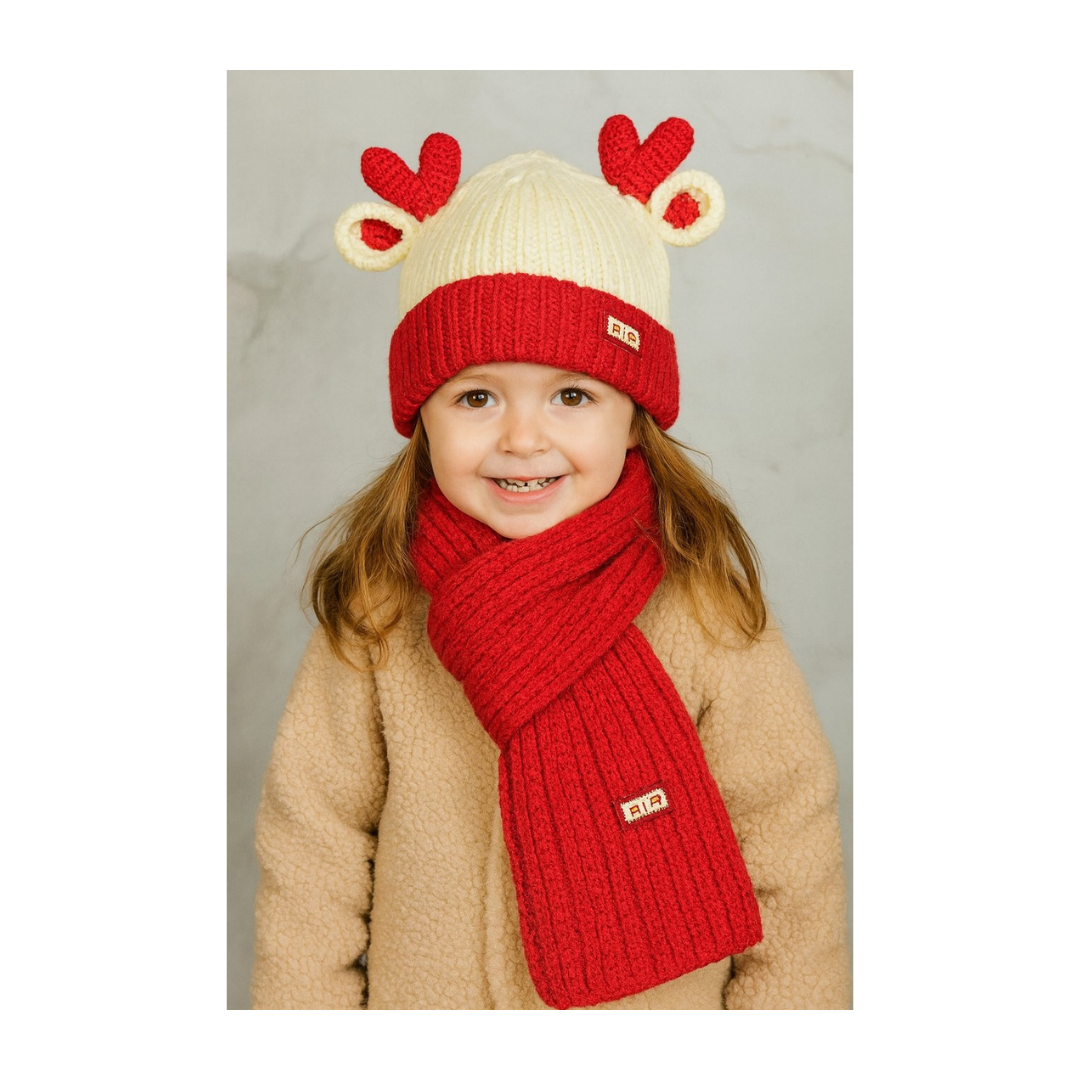 Set 2PCZ Gorro Reno y Bufanda Roja Navideños ✦ Bajo pedido
