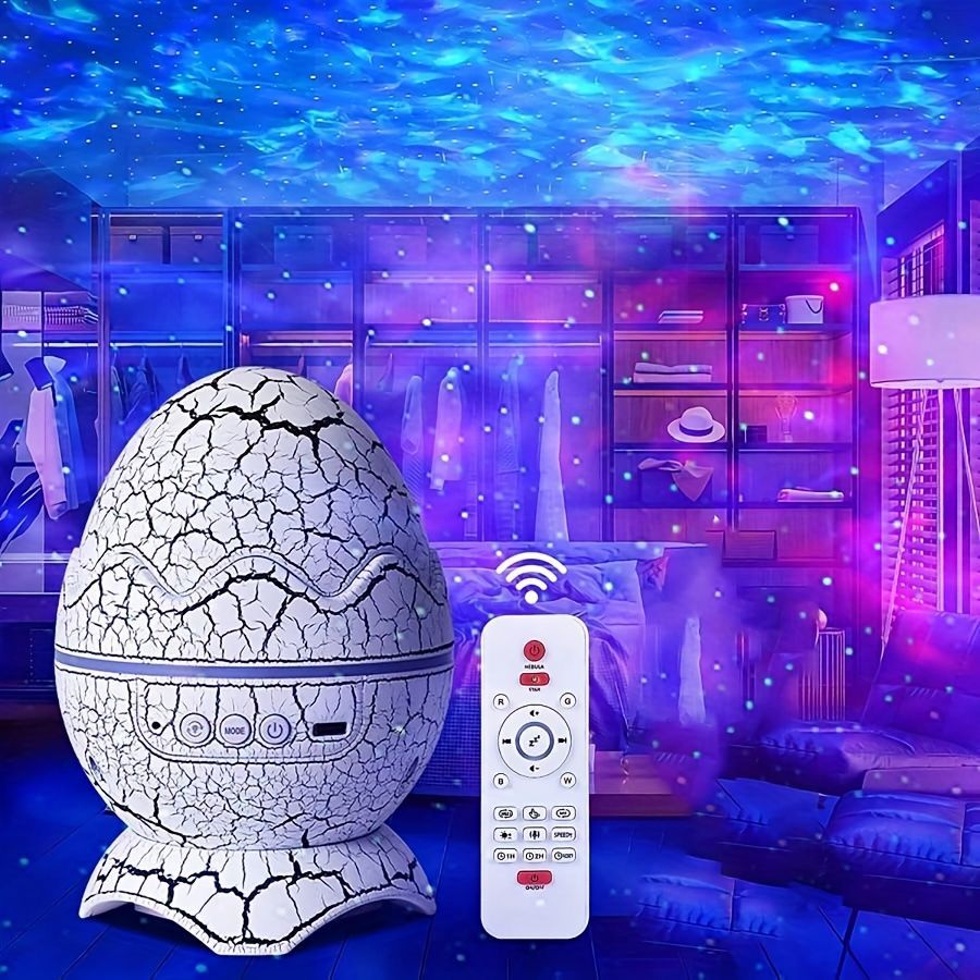 Proyector Dino Egg Parlante Bluetooth - Estrellas, Auroras Boreales, Luz de Noche y Ruido Blanco ✦ Bajo pedido