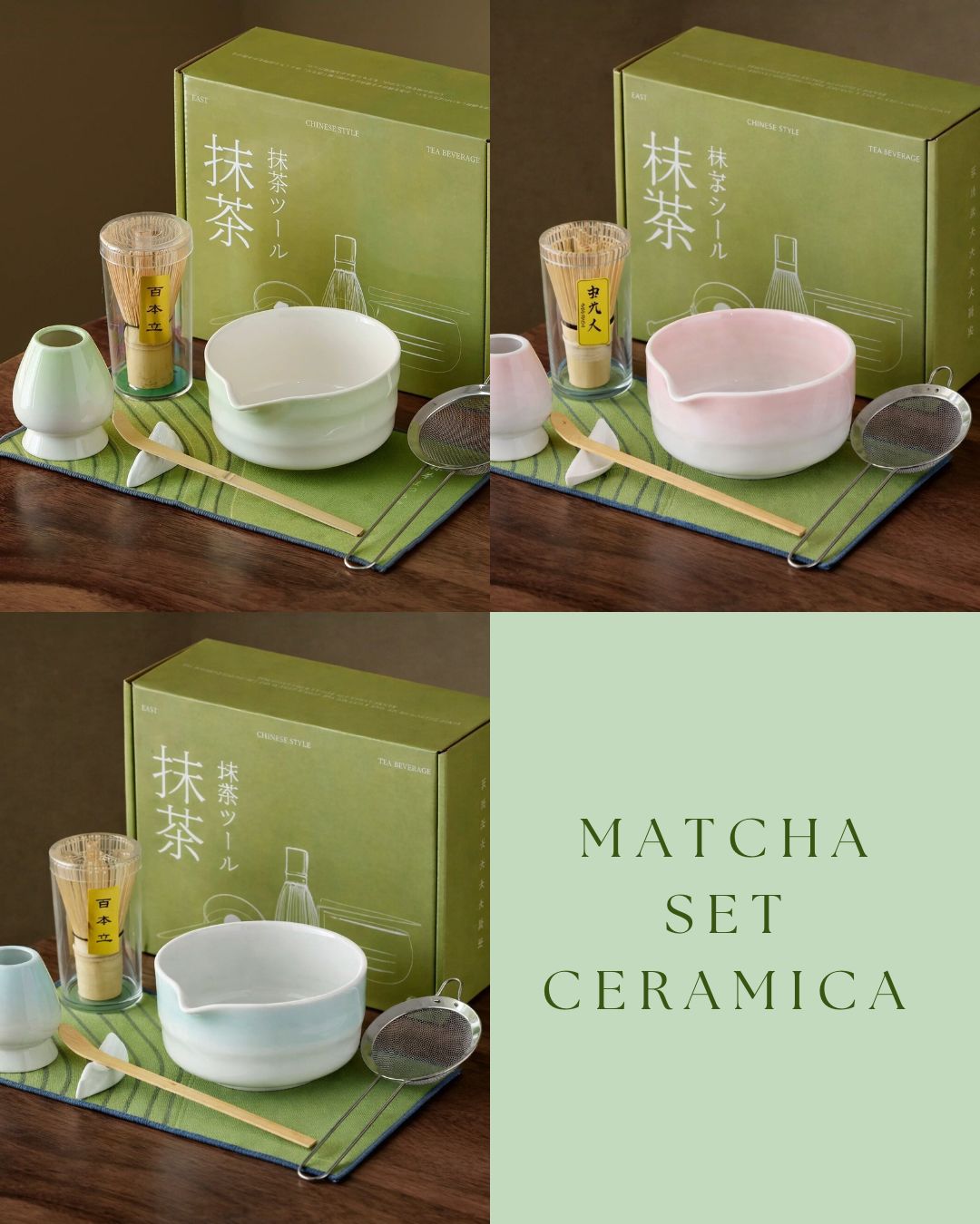 Set Premium de Matcha 7 Piezas - Ondas Pastel (3 Colores) ✦ Bajo pedido