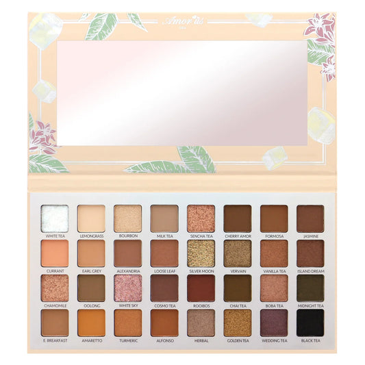 Tea Time Fantasy Paleta de 12 Sombras Compactas Neutras Matte, Satinadas y Glitter - AmorUs ✦ Bajo pedido