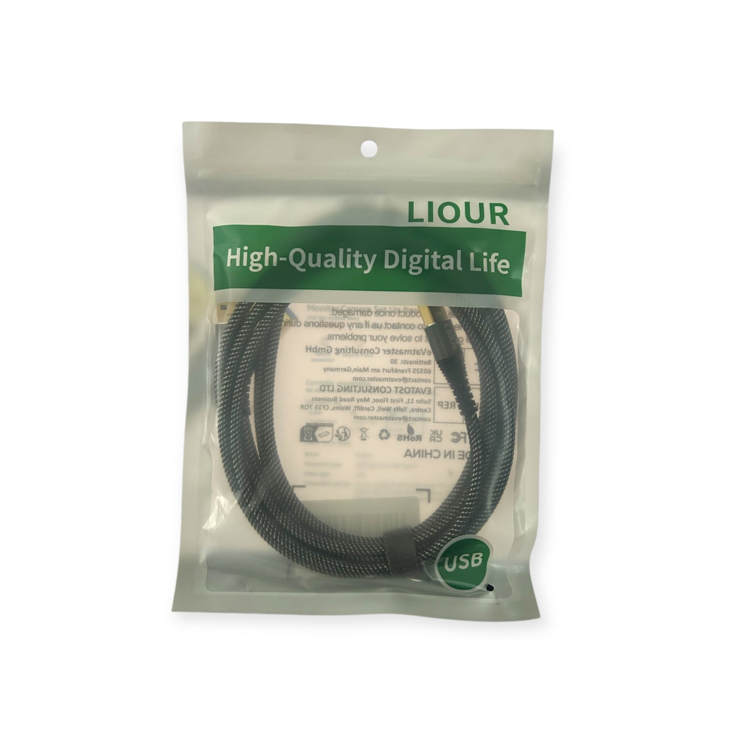 Cable USB 3.0 Macho a Macho Trenzado Nylon Ultra Resistente Antienrredos - Liour (1mts)