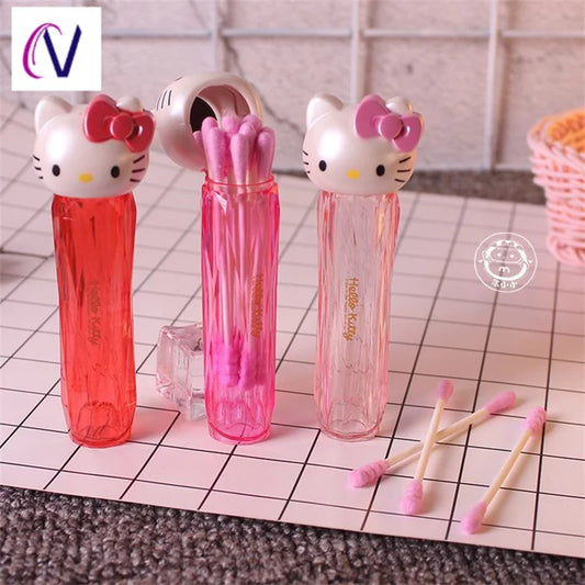 Hello Kitty Estuche para Aplicadores y Palillos de Dientes para Viajes (Rosa Claro)