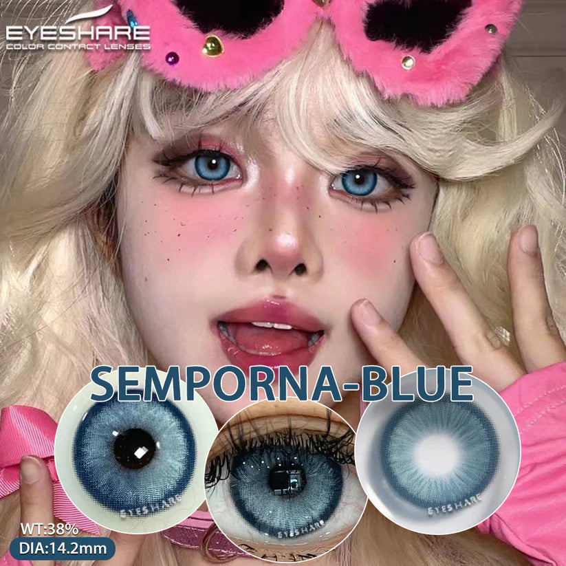 Lentes de Contacto con Agrandamiento de Ojos (14.2mm) Azul Semporna Blue - Eyeshare Vision