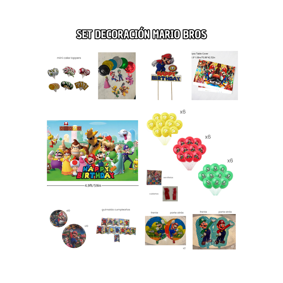 Set de Decoración para Fiesta – Mario Bros (+50pcs)