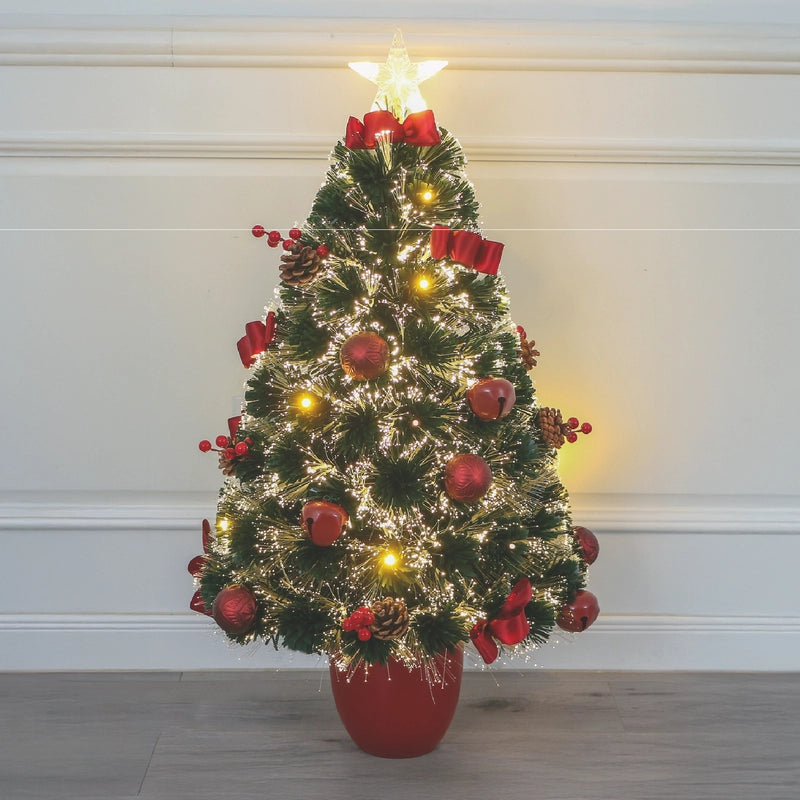 Árbol Navidad TREE4-17, 90cm con Luz LED y Decoración Rojo Vino (77 ramas) ✦ Bajo pedido