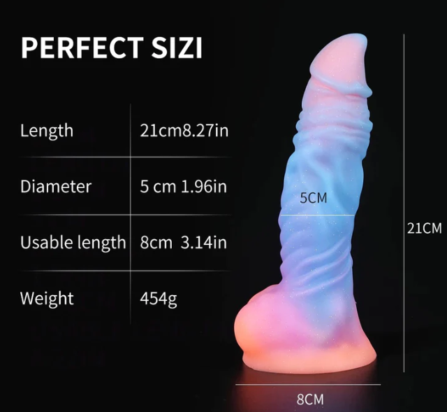 Dildo Inserción 18cm Dragón Fluorescente con Copa Succión ✦ Bajo pedido