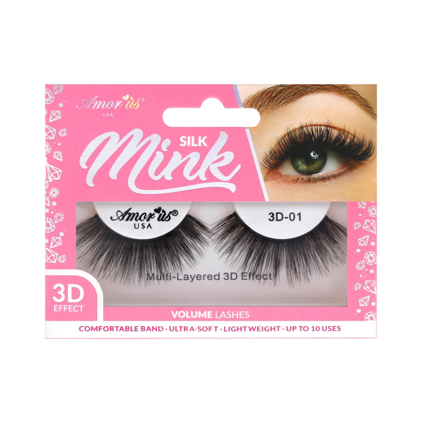 Pestañas de Banda Silk Mink 3D, Hasta 6 Usos - Estilo 01 - AmorUs ✦ Bajo pedido