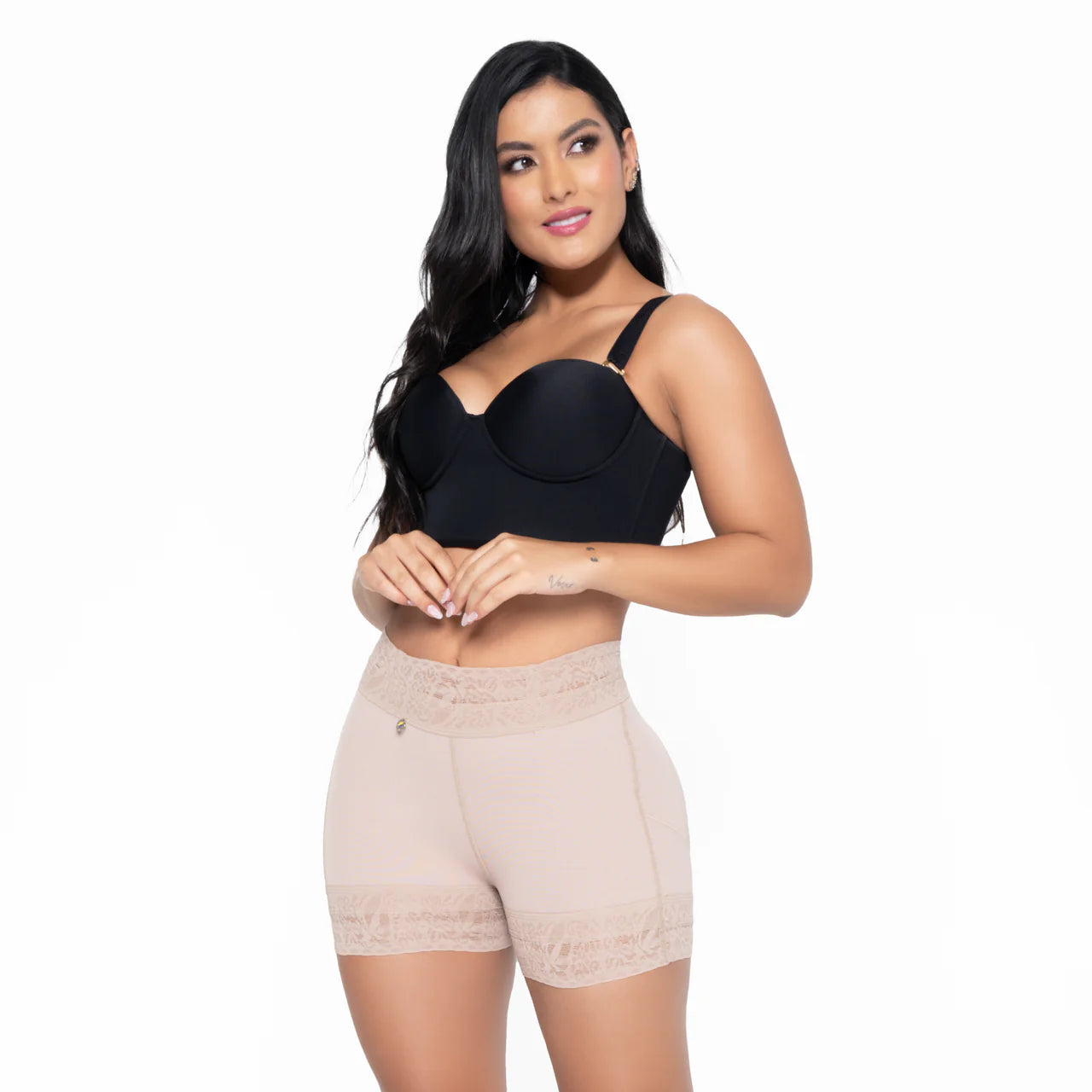 Short Levanta Cola Talle Medio 024670  Push-Up - Compresión Fuerte (Beige, Cocoa) ✦ Bajo pedido