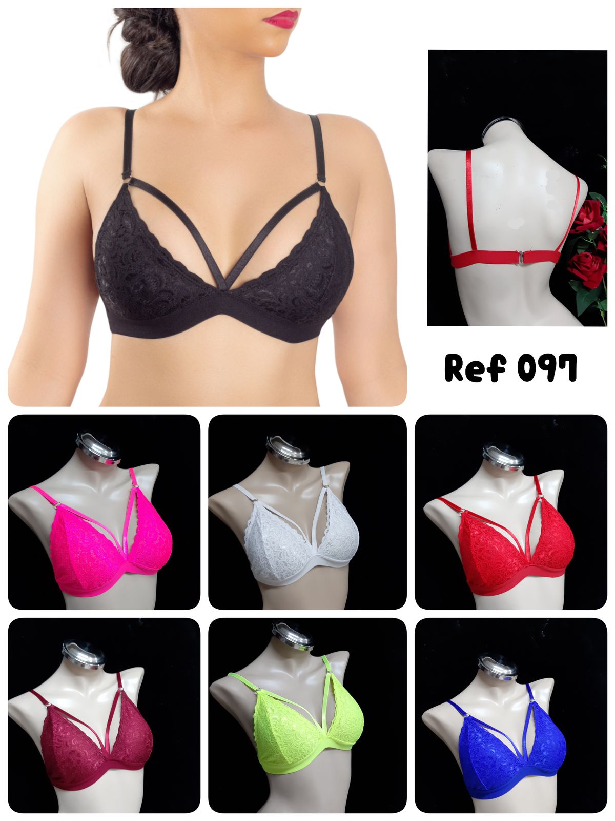 Bralette Encaje - Blanco, Negro, Rojo, Vino (Unitalla S/M) ✦ Bajo pedido