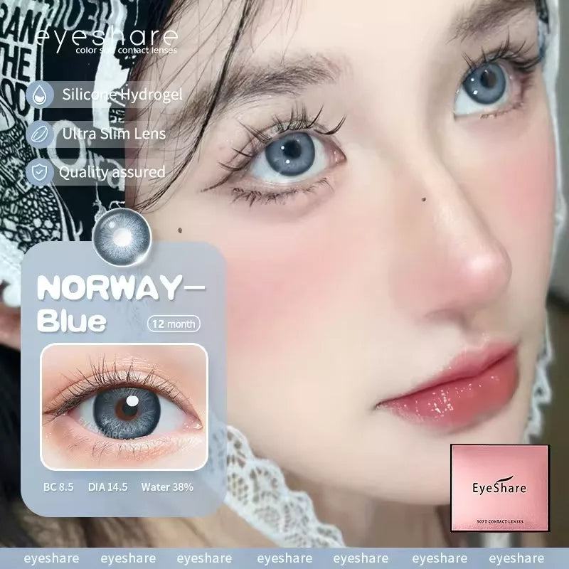 Lentes de Contacto con Agrandamiento de Ojos (14.5mm) Azul Norway Blue - Eyeshare Vision