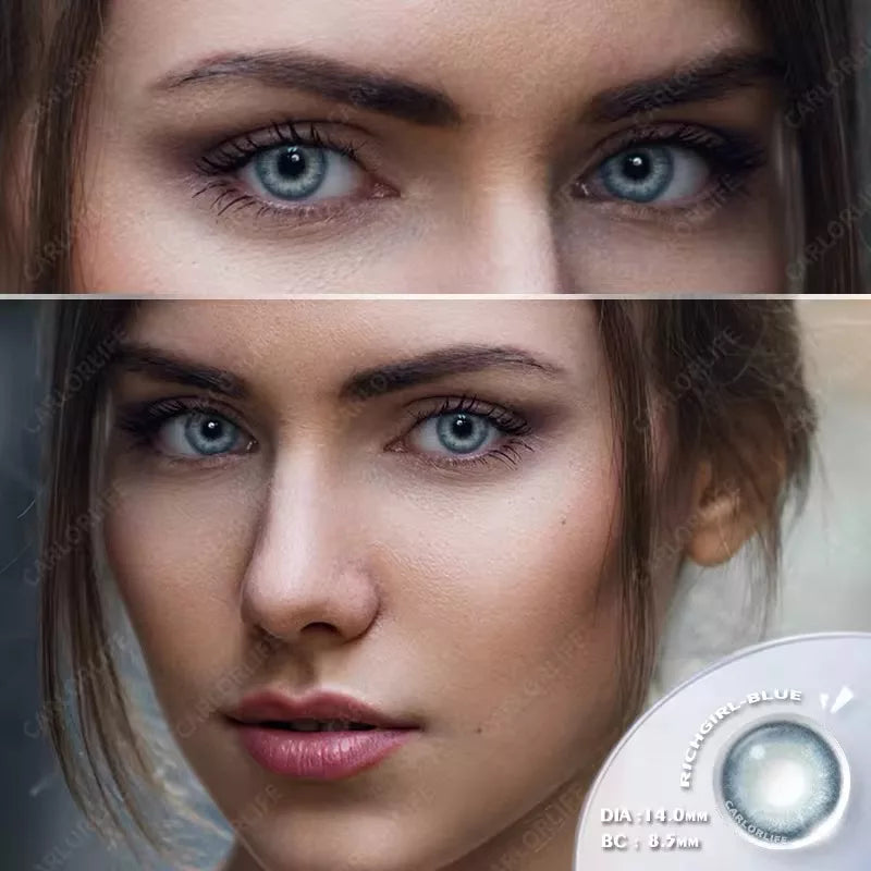 Lentes de Contacto con Agrandamiento de Ojos (14mm) Azul Richgirl Blue - Eyeshare Vision