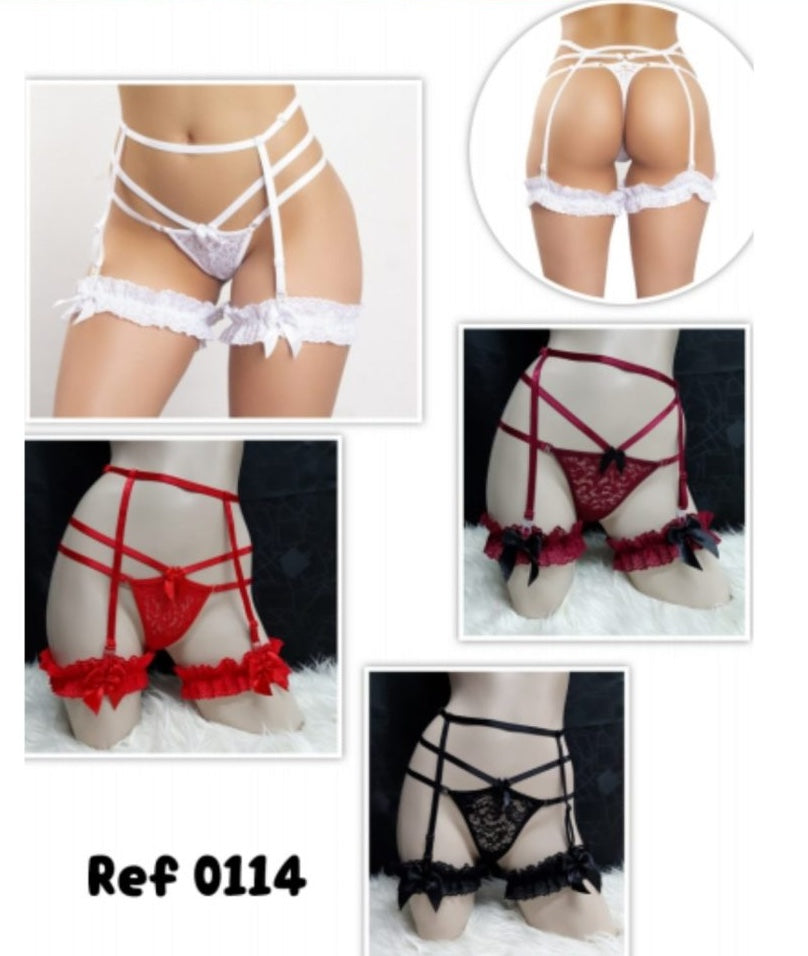 Set Panty Liguero - Blanco, Negro, Rojo, Vino (Unitalla S/M) ✦ Bajo pedido