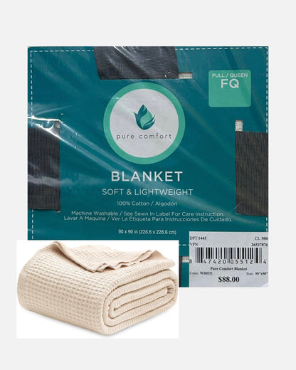 Manta Cobija Ligera de algodón 100% Full/Queen Tejita con punto de cofre, decorativa, suave y acogedora