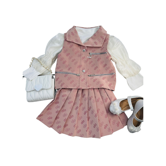 Set de 3  piezas - Chaleco, Blusa y Falda Plisada | (2 colores) ✦ Bajo pedido