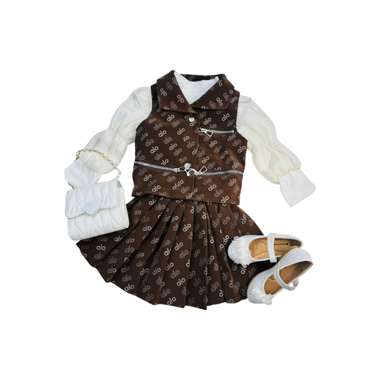 Set de 3  piezas - Chaleco, Blusa y Falda Plisada | (2 colores) ✦ Bajo pedido