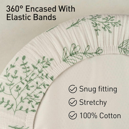 Set de 2 sábanas ajustables de muselina para cuna LYRICHOM BABY, suaves, transpirables y elásticas, ajuste universal para colchones de cuna ovalados y rectangulares con diseño de reloj de arena